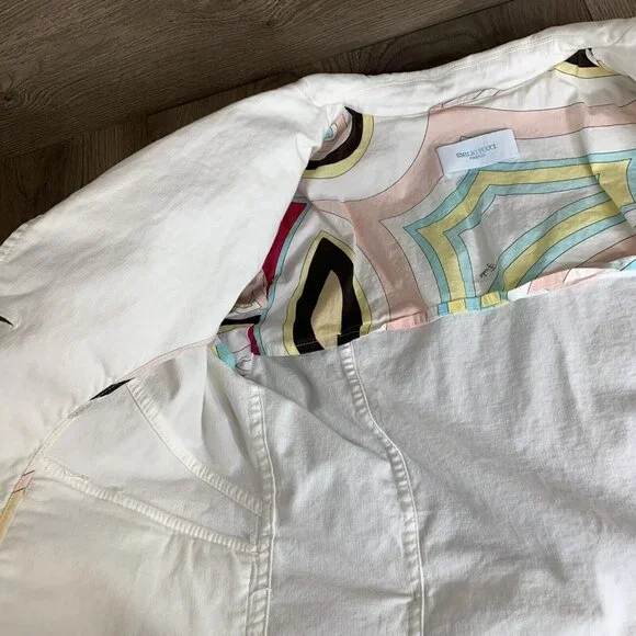 Emilio Pucci Firenze Jacket Womans Size 10 White Denim Stretch Made in Italy - Picture 11 of 15